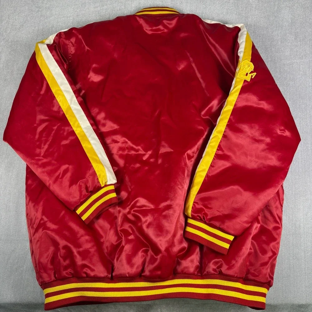 Dogma Atlanta Satin Varsity Bomber Jacket Mens 3XL Red Nylon Snap Front Coat
